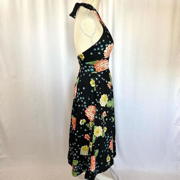 Rare Vintage Designer Lillie Rubin Floral Halter Midi Dress Women’s XS-S Retro - Picture 9 of 14